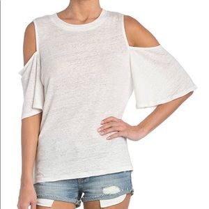 Off-White Semi-sheer Cold Shoulder Linen Top